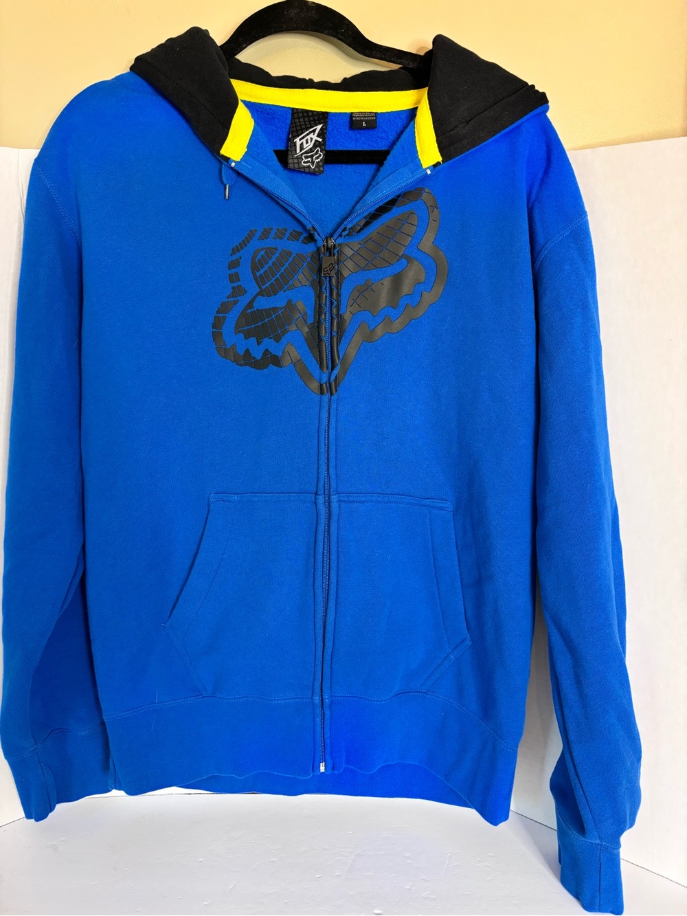 Vintage Cobalt Blue Men’s Y2K Fox Racing Blue Zip-Up Hoodie Jacket